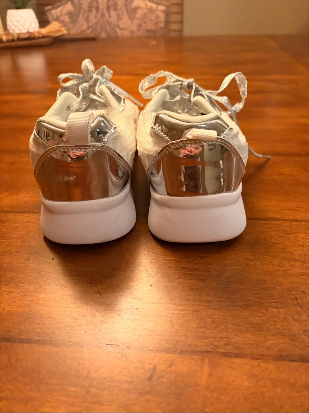 Women’s White and Silver Fashion Sneakers